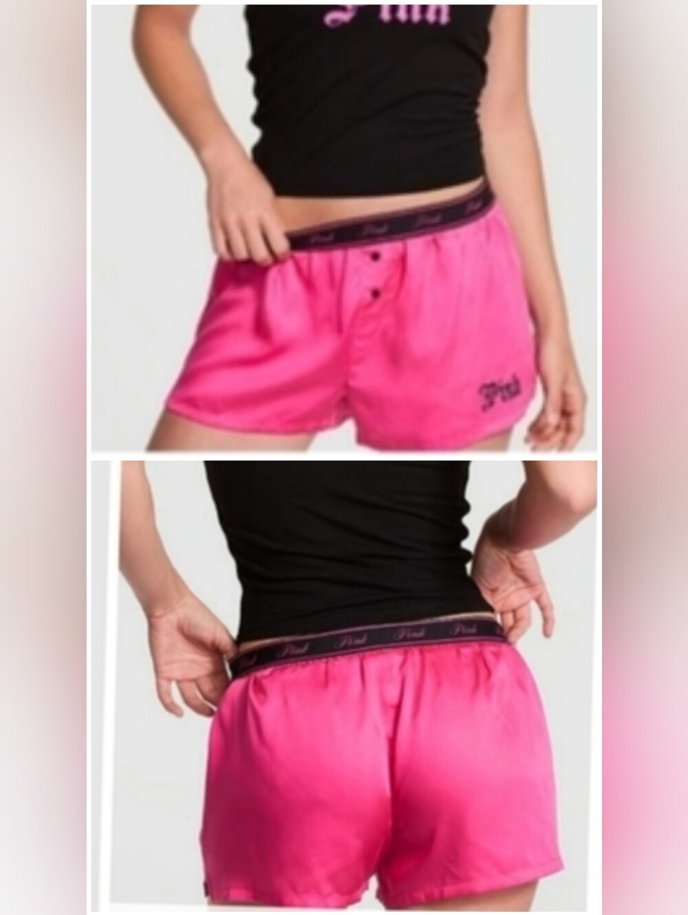 Victoria's secret pink Silky tencel Sleep boxy BLING! pajama shorts XLARGE PINK